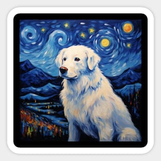 Kuvasz Painted by Vincent Van Gogh The Starry Night style Sticker